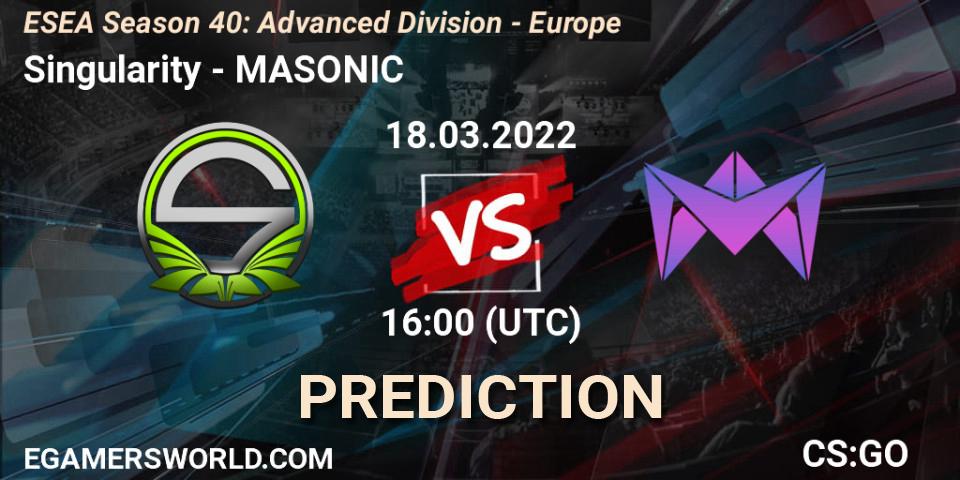 Singularity vs MASONIC: Match Prediction. 18.03.22, CS2 (CS:GO), ESEA Season 40: Advanced Division - Europe