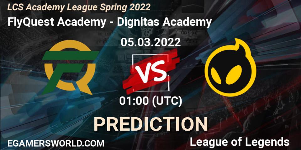 FlyQuest Academy vs Dignitas Academy: Match Prediction. 05.03.2022 at 01:00, LoL, LCS Academy League Spring 2022