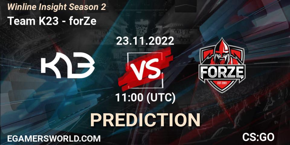 Team K23 vs forZe: Match Prediction. 23.11.2022 at 11:00, Counter-Strike (CS2), Winline Insight Season 2