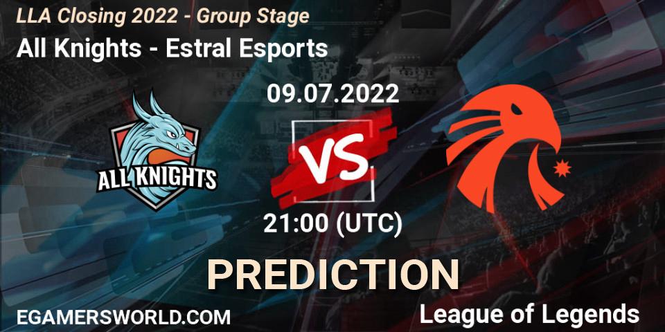 All Knights vs Estral Esports: Match Prediction. 09.07.22, LoL, LLA Closing 2022 - Group Stage