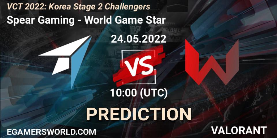 Spear Gaming vs World Game Star: Match Prediction. 24.05.2022 at 11:00, VALORANT, VCT 2022: Korea Stage 2 Challengers