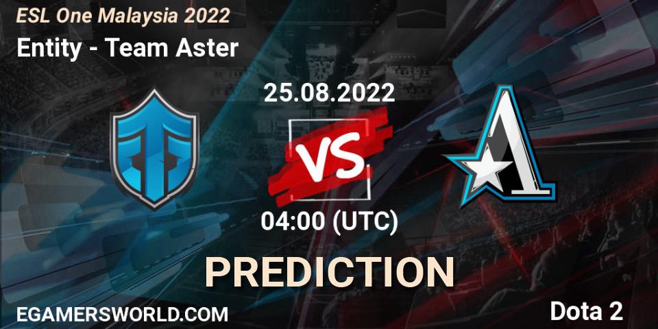 Entity vs Team Aster: Match Prediction. 25.08.2022 at 04:02, Dota 2, ESL One Malaysia 2022