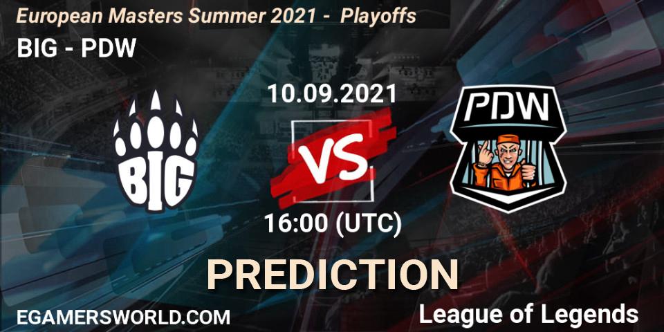 BIG vs PDW: Match Prediction. 10.09.2021 at 16:00, LoL, European Masters Summer 2021 - Playoffs