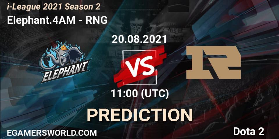 Elephant.4AM vs RNG: Match Prediction. 20.08.2021 at 11:04, Dota 2, i-League 2021 Season 2