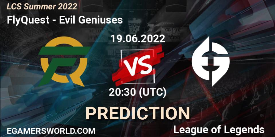 FlyQuest vs Evil Geniuses: Match Prediction. 19.06.22, LoL, LCS Summer 2022