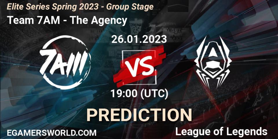 Team 7AM vs The Agency: Match Prediction. 26.01.2023 at 19:00, LoL, Elite Series Spring 2023 - Group Stage
