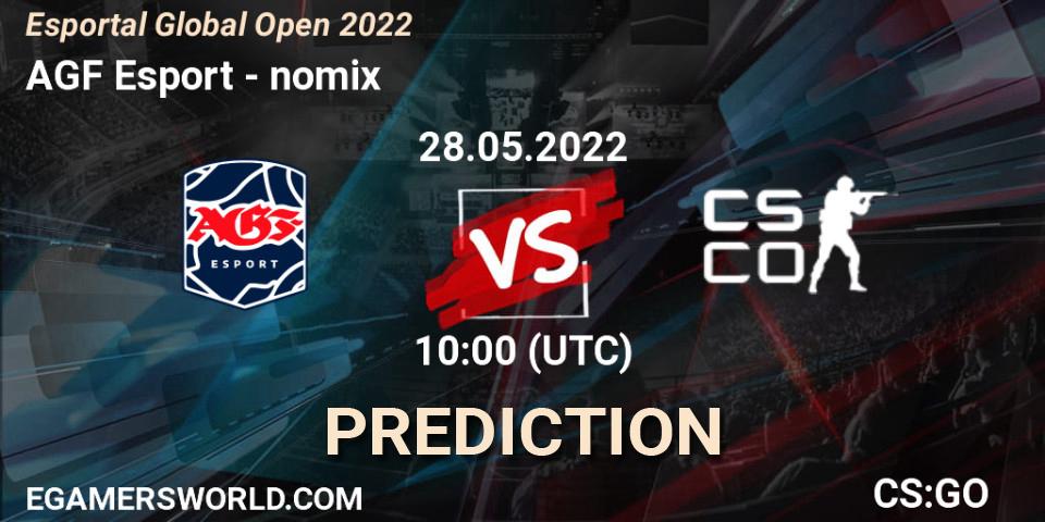 AGF Esport vs nomix: Match Prediction. 28.05.2022 at 10:00, Counter-Strike (CS2), Esportal Global Open 2022