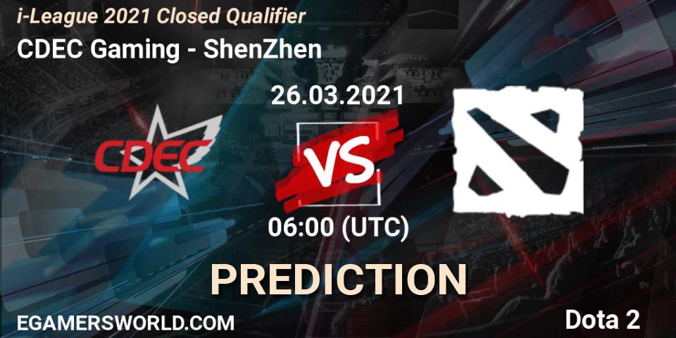 CDEC Gaming vs ShenZhen: Match Prediction. 26.03.2021 at 05:57, Dota 2, i-League 2021 Closed Qualifier