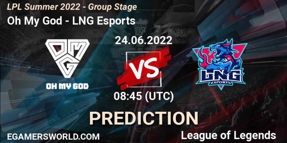Oh My God vs LNG Esports: Match Prediction. 24.06.22, LoL, LPL Summer 2022 - Group Stage