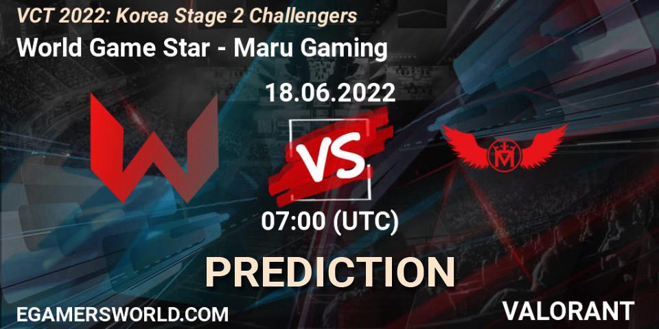 World Game Star vs Maru Gaming: Match Prediction. 18.06.2022 at 07:00, VALORANT, VCT 2022: Korea Stage 2 Challengers