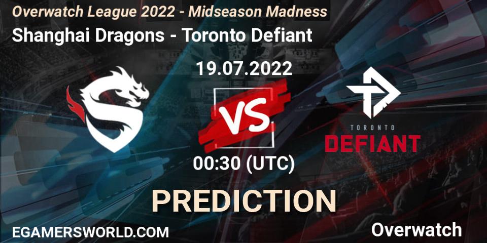 Shanghai Dragons vs Toronto Defiant: Match Prediction. 19.07.2022 at 03:00, Overwatch, Overwatch League 2022 - Midseason Madness