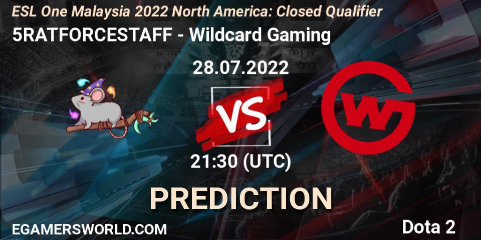 5RATFORCESTAFF vs Wildcard Gaming: Match Prediction. 28.07.22, Dota 2, ESL One Malaysia 2022 North America: Closed Qualifier
