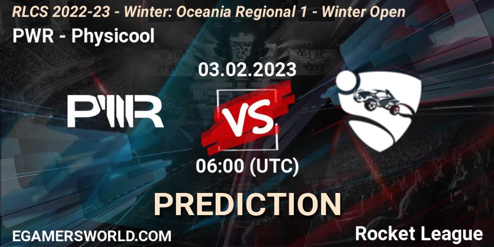 PWR vs Physicool: Match Prediction. 03.02.2023 at 06:00, Rocket League, RLCS 2022-23 - Winter: Oceania Regional 1 - Winter Open