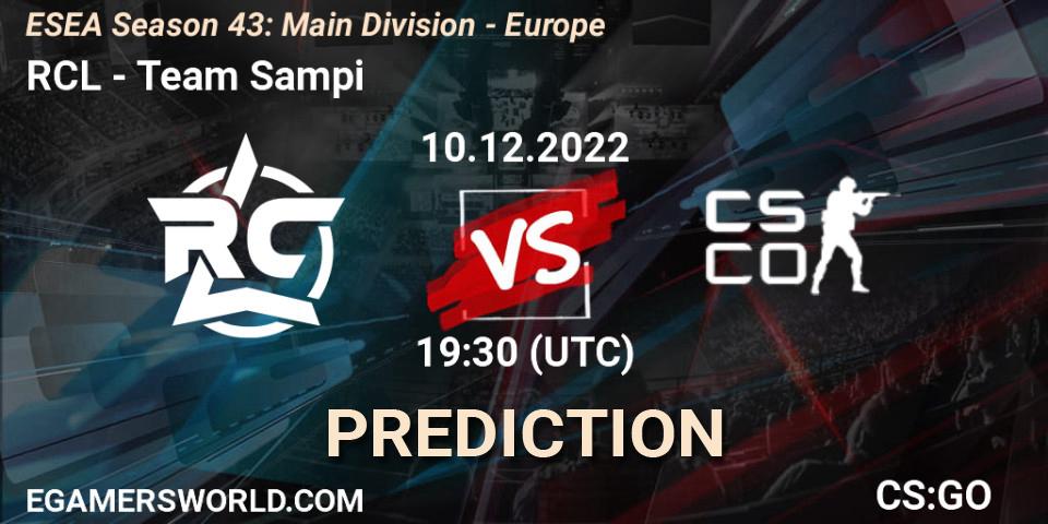 RCL vs Team Sampi: Match Prediction. 10.12.2022 at 19:30, Counter-Strike (CS2), ESEA Season 43: Main Division - Europe