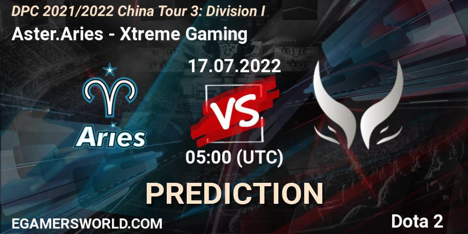 Aster.Aries vs Xtreme Gaming: Match Prediction. 17.07.22, Dota 2, DPC 2021/2022 China Tour 3: Division I