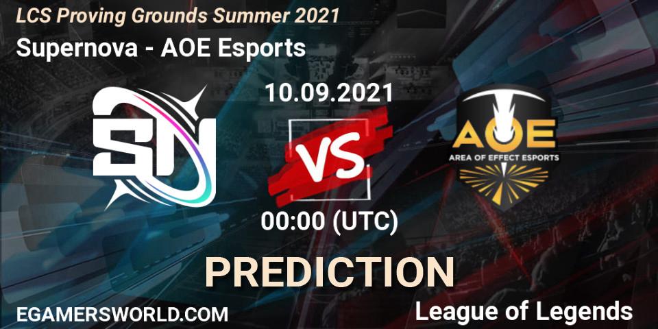 Supernova vs AOE Esports: Match Prediction. 12.09.2021 at 00:00, LoL, LCS Proving Grounds Summer 2021