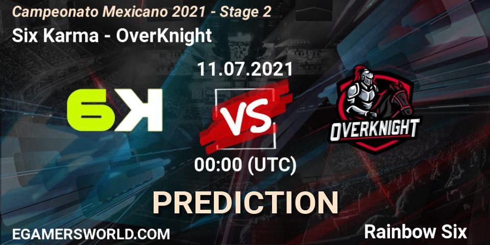 Six Karma vs OverKnight: Match Prediction. 12.07.2021 at 23:00, Rainbow Six, Campeonato Mexicano 2021 - Stage 2