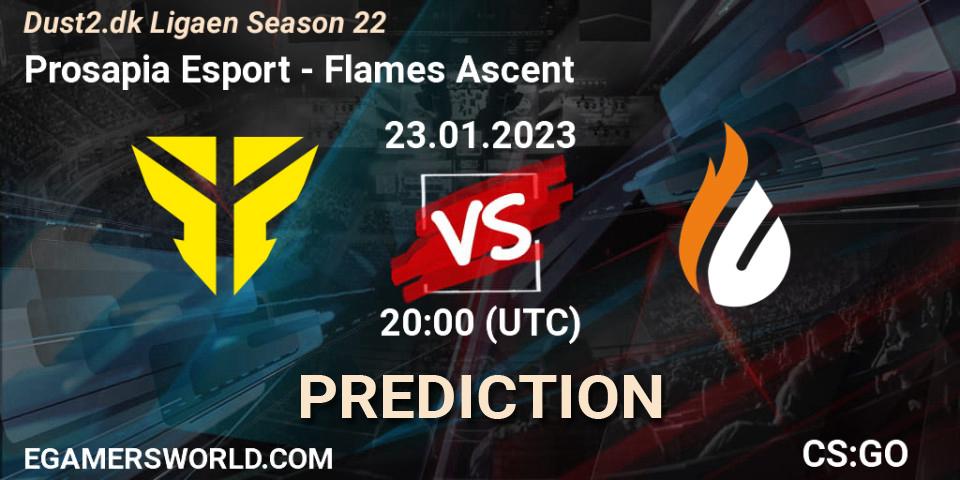 Prosapia Esport vs Flames Ascent: Match Prediction. 23.01.2023 at 20:00, Counter-Strike (CS2), Dust2.dk Ligaen Season 22