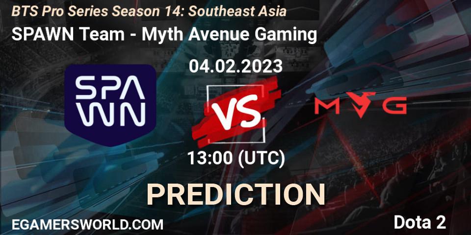SPAWN Team vs Myth Avenue Gaming: Match Prediction. 04.02.23, Dota 2, BTS Pro Series Season 14: Southeast Asia