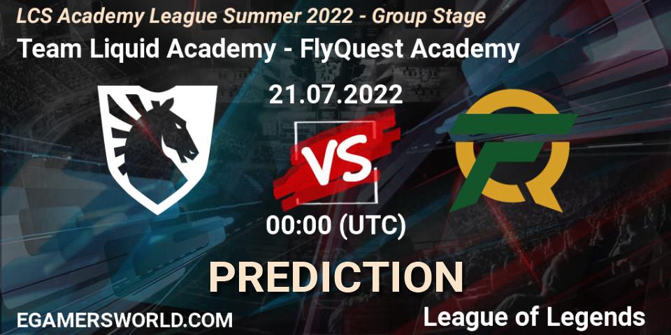 Team Liquid Academy vs FlyQuest Academy: Match Prediction. 21.07.2022 at 00:00, LoL, LCS Academy League Summer 2022 - Group Stage