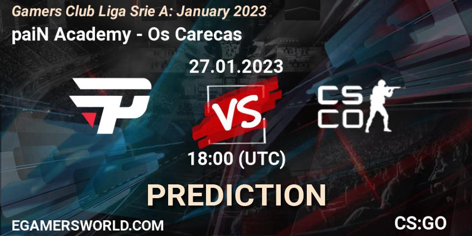 paiN Academy vs Os Carecas: Match Prediction. 27.01.2023 at 18:00, Counter-Strike (CS2), Gamers Club Liga Série A: January 2023