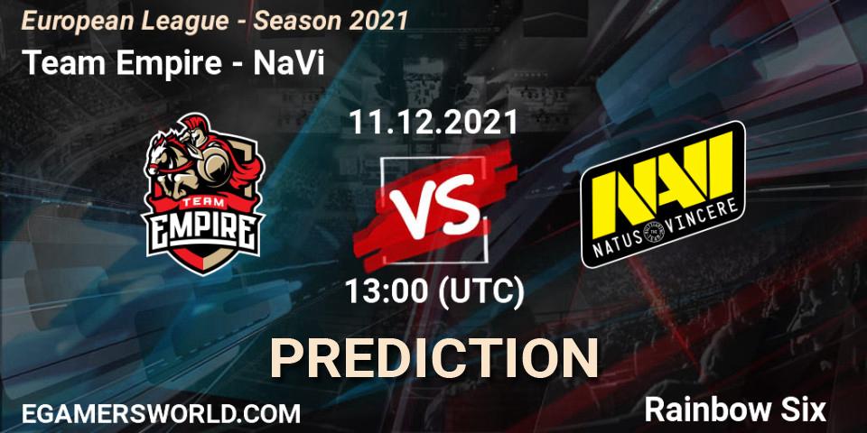 Team Empire vs NaVi: Match Prediction. 11.12.21, Rainbow Six, European League - Season 2021