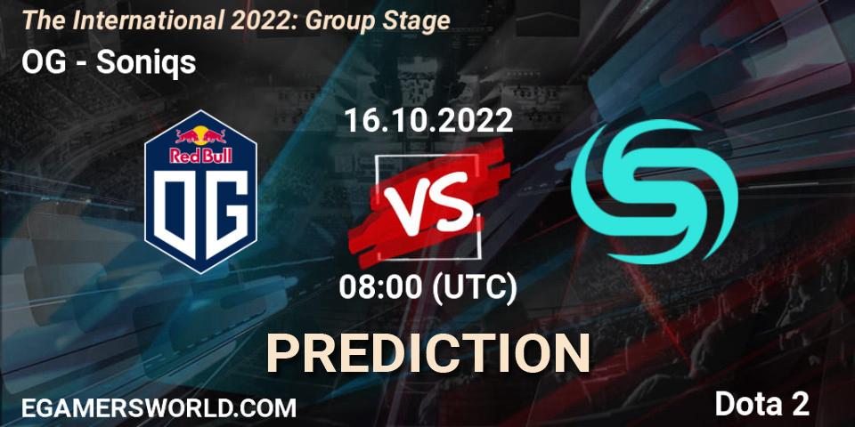 OG vs Soniqs: Match Prediction. 16.10.2022 at 08:43, Dota 2, The International 2022: Group Stage