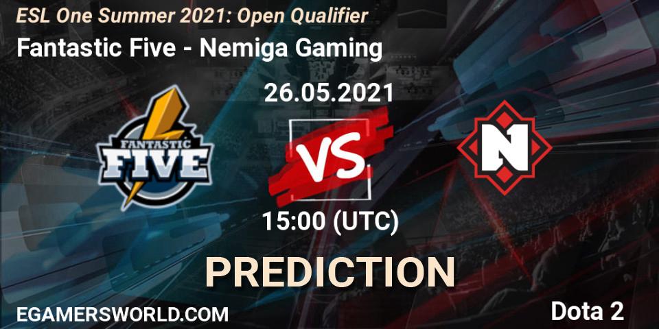 Fantastic Five vs Nemiga Gaming: Match Prediction. 26.05.2021 at 15:08, Dota 2, ESL One Summer 2021: Open Qualifier