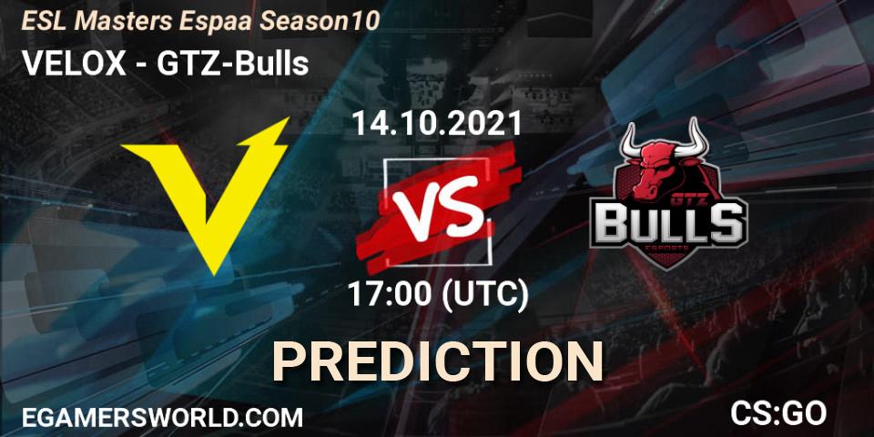 VELOX vs GTZ-Bulls: Match Prediction. 14.10.2021 at 17:00, Counter-Strike (CS2), ESL Masters Spain Season 10 Finals