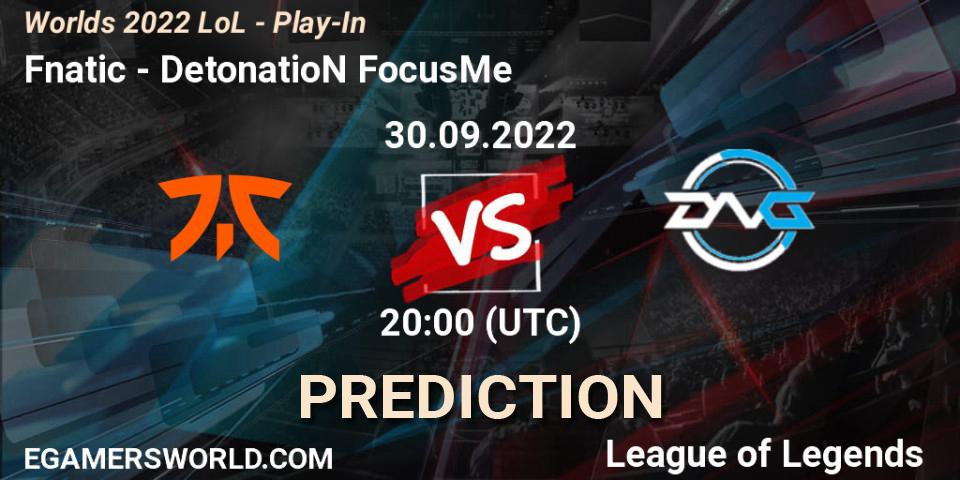 Fnatic vs DetonatioN FocusMe: Match Prediction. 30.09.22, LoL, Worlds 2022 LoL - Play-In