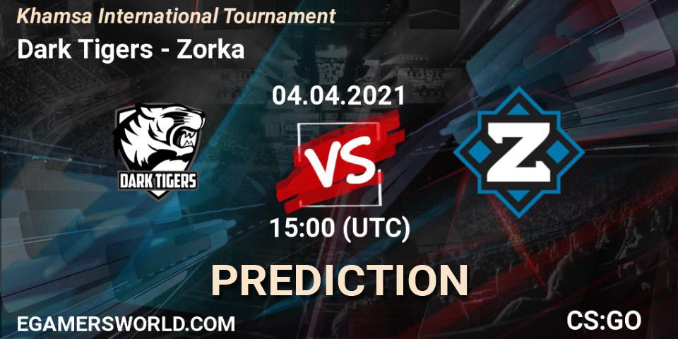 Dark Tigers vs Zorka: Match Prediction. 04.04.2021 at 15:00, Counter-Strike (CS2), Khamsa International Tournament