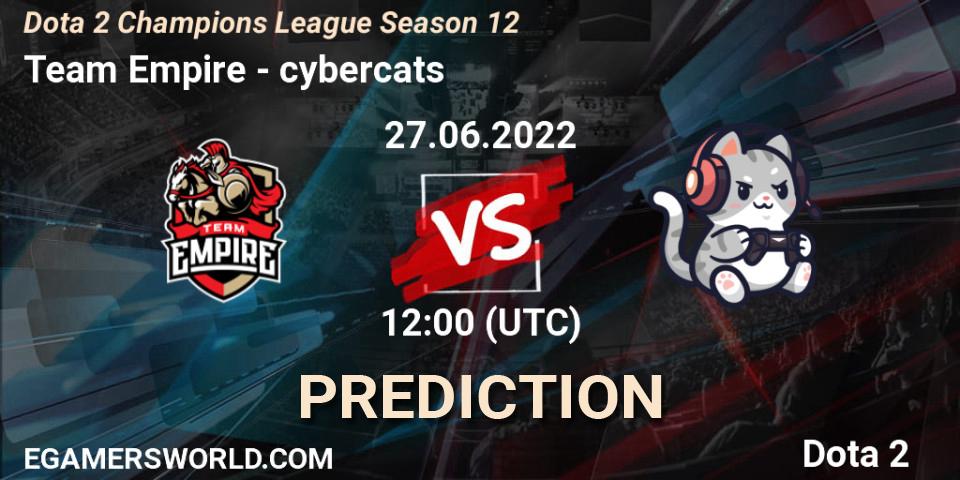 Team Empire vs cybercats: Match Prediction. 27.06.22, Dota 2, Dota 2 Champions League Season 12