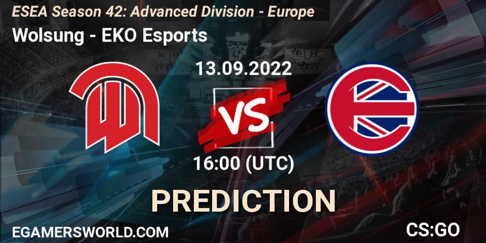 Wolsung vs EKO Esports: Match Prediction. 13.09.2022 at 16:00, Counter-Strike (CS2), ESEA Season 42: Advanced Division - Europe