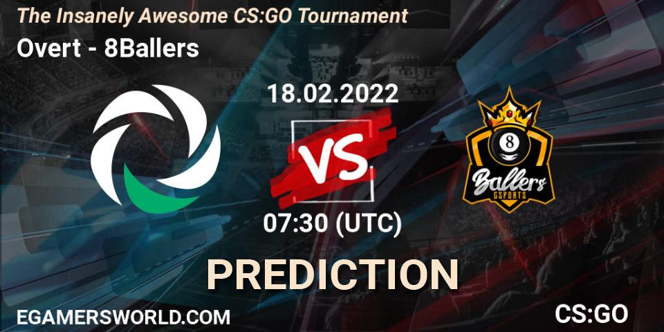 Overt vs 8Ballers: Match Prediction. 18.02.2022 at 07:30, Counter-Strike (CS2), The Insanely Awesome CS:GO Tournament