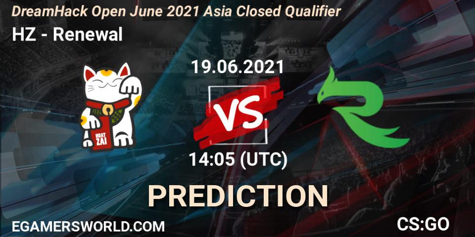 HZ vs Renewal: Match Prediction. 19.06.21, CS2 (CS:GO), DreamHack Open June 2021 Asia Closed Qualifier