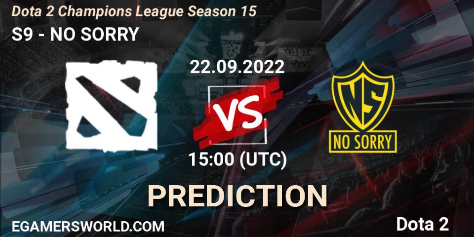 S9 vs NO SORRY: Match Prediction. 22.09.22, Dota 2, Dota 2 Champions League Season 15
