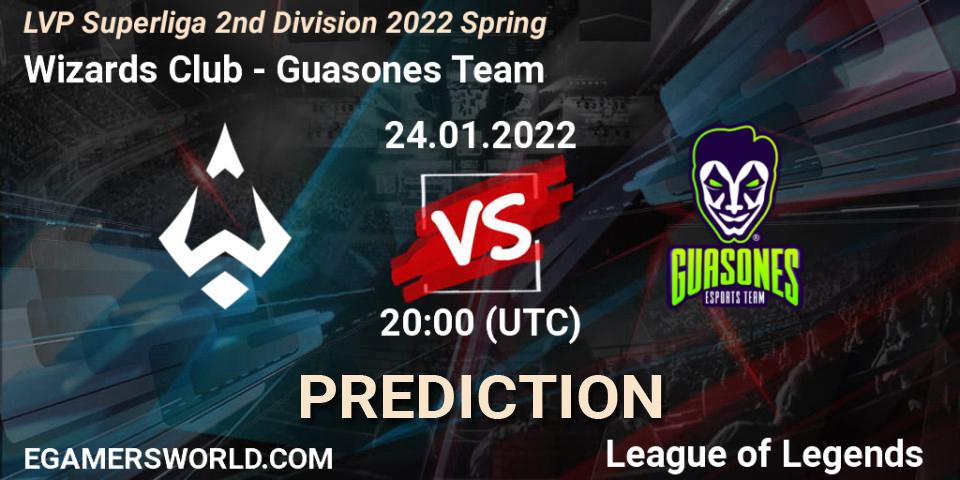 Wizards Club vs Guasones Team: Match Prediction. 25.01.2022 at 19:00, LoL, LVP Superliga 2nd Division 2022 Spring