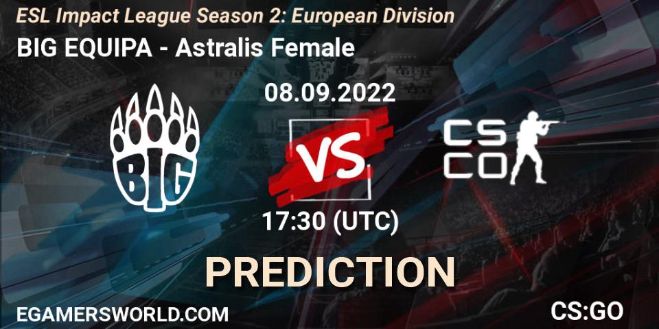 BIG EQUIPA vs Astralis Female: Match Prediction. 08.09.2022 at 17:30, Counter-Strike (CS2), ESL Impact League Season 2: European Division