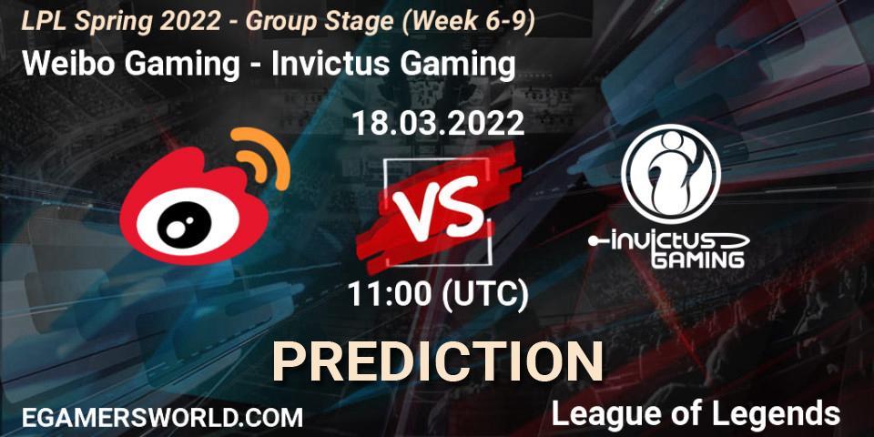 Weibo Gaming vs Invictus Gaming: Match Prediction. 18.03.22, LoL, LPL Spring 2022 - Group Stage (Week 6-9)