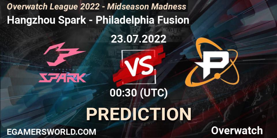 Hangzhou Spark vs Philadelphia Fusion: Match Prediction. 23.07.2022 at 00:30, Overwatch, Overwatch League 2022 - Midseason Madness
