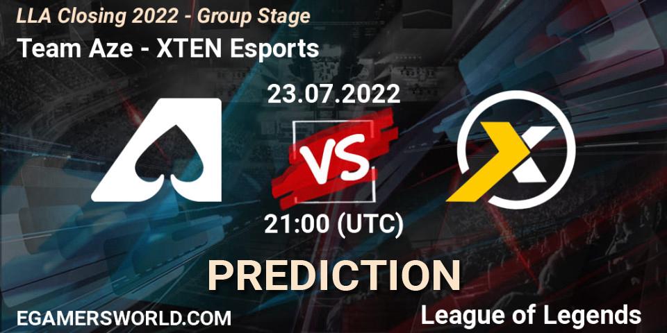 Team Aze vs XTEN Esports: Match Prediction. 23.07.22, LoL, LLA Closing 2022 - Group Stage