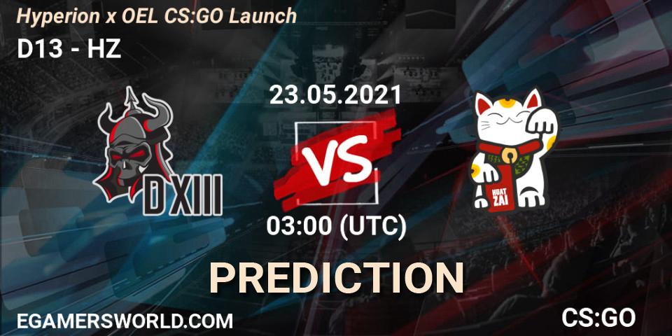 D13 vs HZ: Match Prediction. 23.05.21, CS2 (CS:GO), Hyperion x OEL CS:GO Launch
