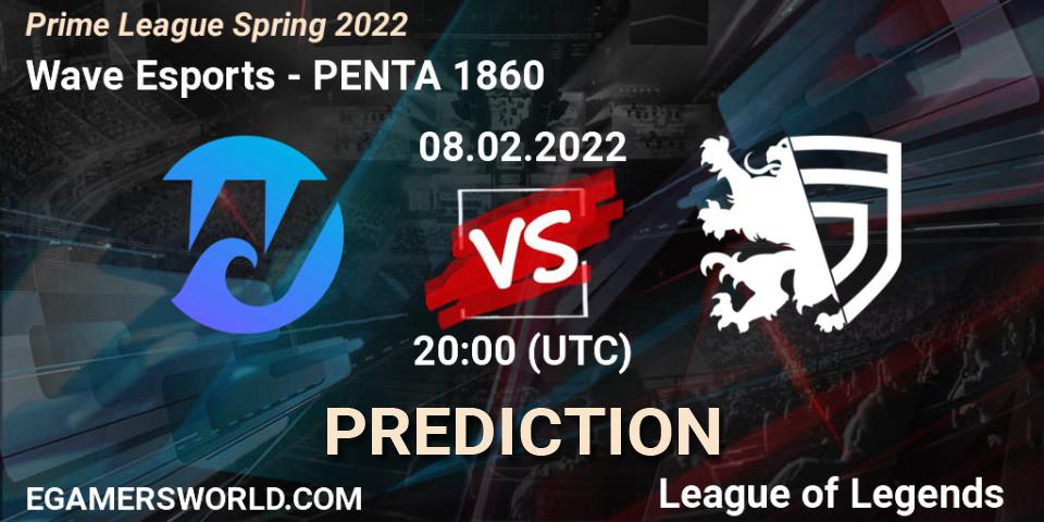 Wave Esports vs PENTA 1860: Match Prediction. 08.02.2022 at 21:00, LoL, Prime League Spring 2022