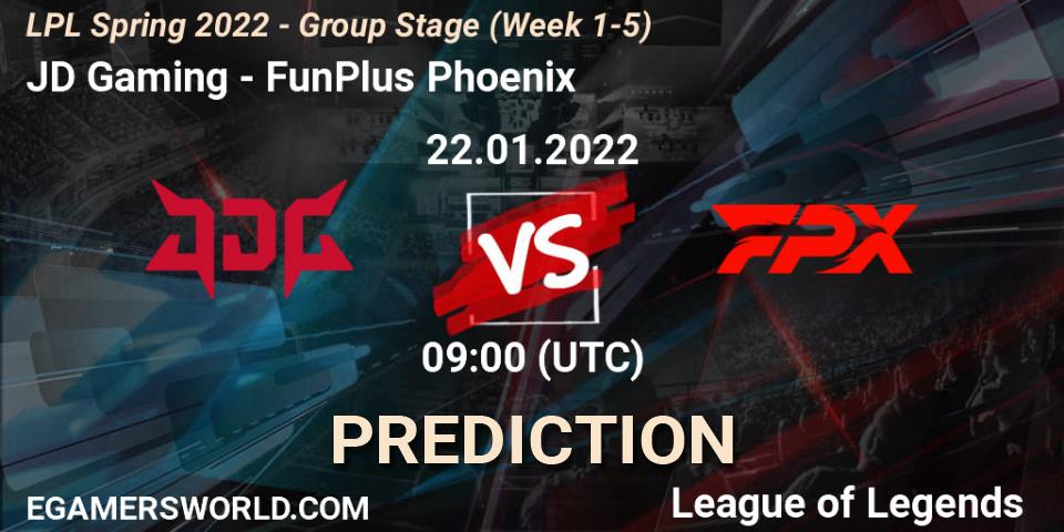 JD Gaming vs FunPlus Phoenix: Match Prediction. 22.01.22, LoL, LPL Spring 2022 - Group Stage (Week 1-5)
