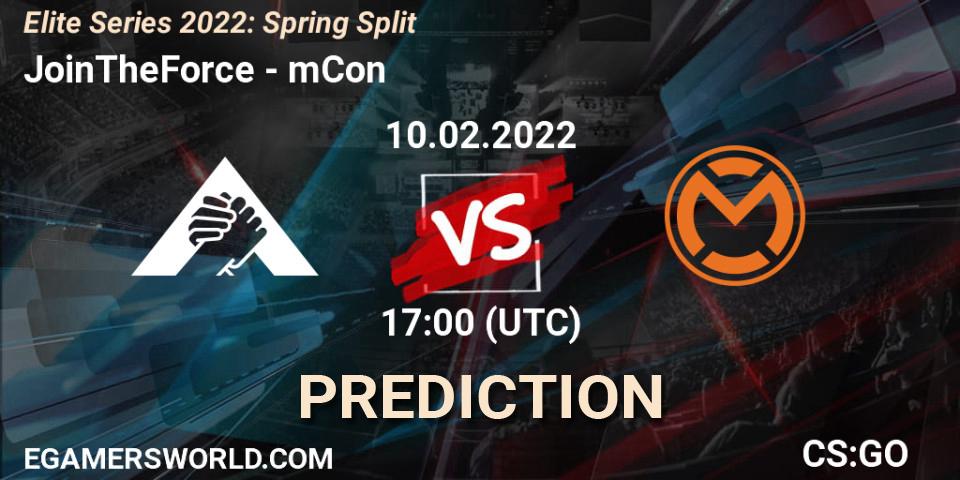 JoinTheForce vs mCon: Match Prediction. 10.02.2022 at 17:00, Counter-Strike (CS2), Elite Series 2022: Spring Split