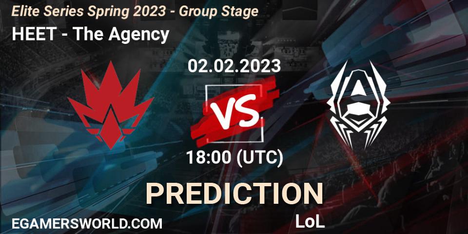 HEET vs The Agency: Match Prediction. 02.02.2023 at 18:00, LoL, Elite Series Spring 2023 - Group Stage
