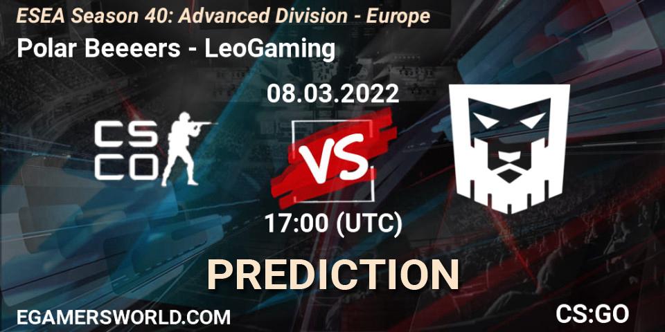 Polar Beeeers vs LeoGaming: Match Prediction. 08.03.2022 at 17:00, Counter-Strike (CS2), ESEA Season 40: Advanced Division - Europe