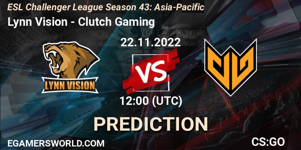 Lynn Vision vs Clutch Gaming: Match Prediction. 22.11.22, CS2 (CS:GO), ESL Challenger League Season 43: Asia-Pacific