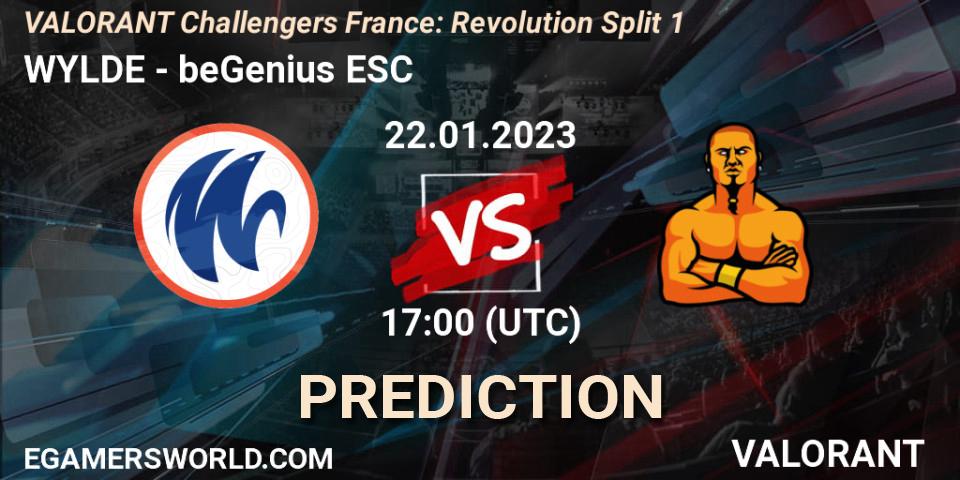 WYLDE vs beGenius ESC: Match Prediction. 22.01.2023 at 17:00, VALORANT, VALORANT Challengers 2023 France: Revolution Split 1