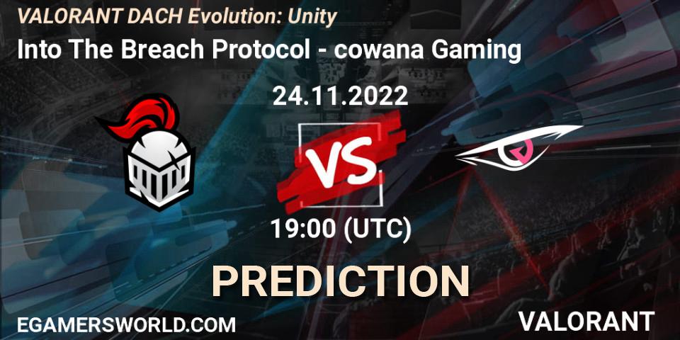 Into The Breach Protocol vs cowana Gaming: Match Prediction. 24.11.2022 at 19:00, VALORANT, VALORANT DACH Evolution: Unity
